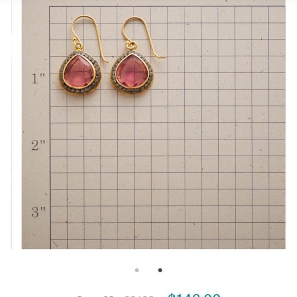 Sterling Silver Pierced Earrings Pink Quartz Stone Marked 925 22 Karat… - Picture 8 of 9